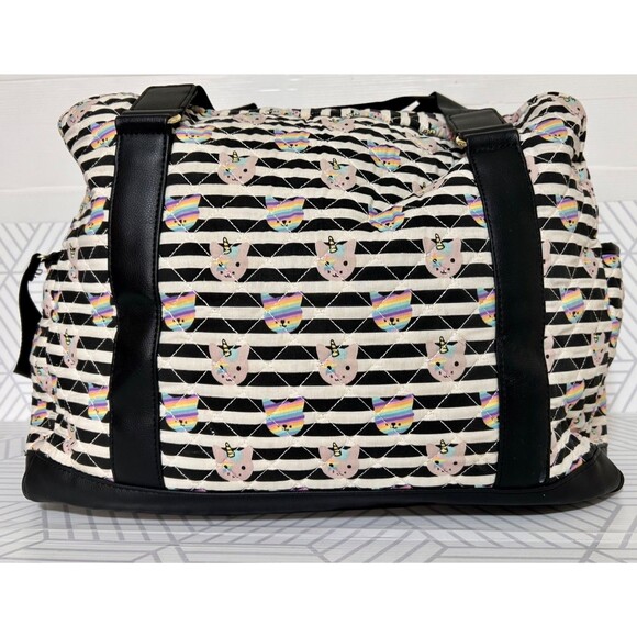 Betsey Johnson Kitty Cat Unicorn Weekender Duffle Bag Quilted Travel 14X21X12 - Picture 4 of 15